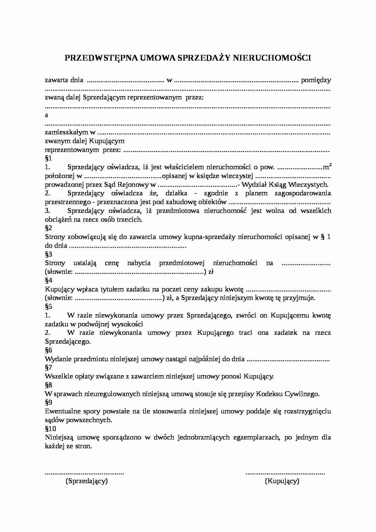 Na czym polega umowa przedwstępna sprzedaży nieruchomości?