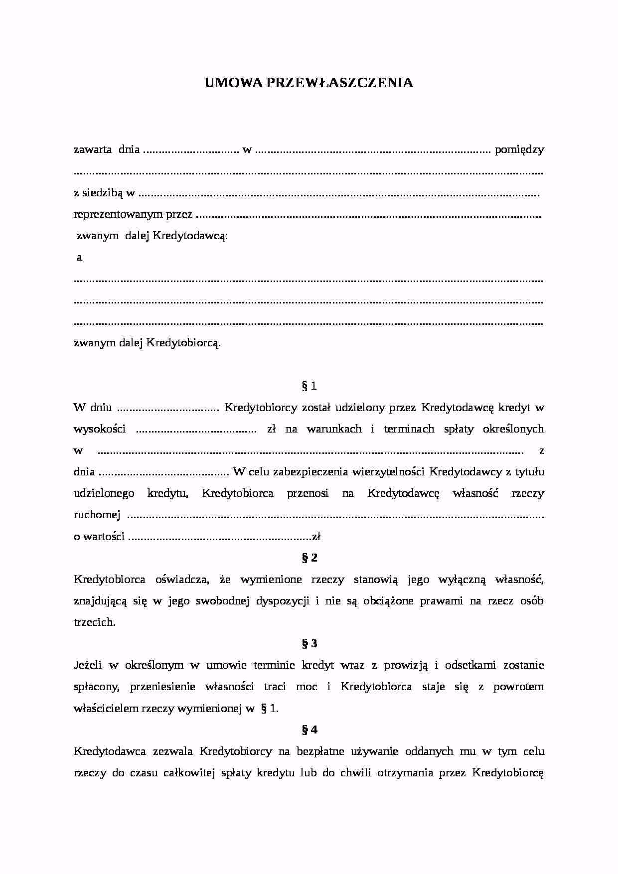 Czy przewłaszczenie na zabezpieczenie jest zbyciem?