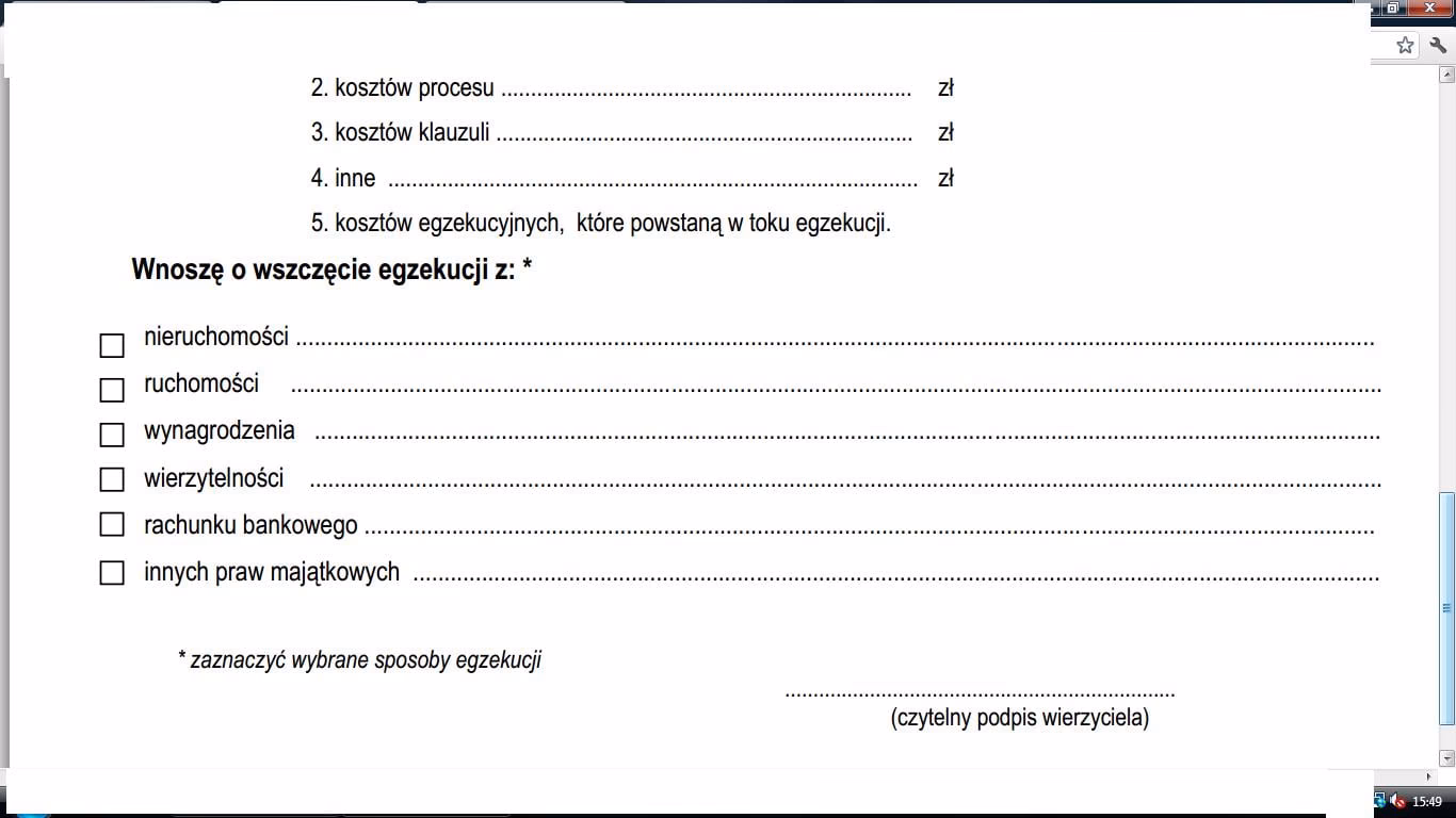 Co powinien zawierać wniosek o wszczęcie egzekucji z nieruchomości?